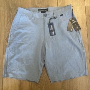 Travis Mathew Men's Performance Golf Shorts Blue Stretch Waist Logo Size‎ 30 NEW